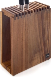 Дървен стойка за ножове от орехово дърво с отделения