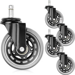 Каучукови офис колела 75 mm, щифт 10 mm, комплект 5 бр.