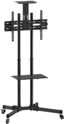 Mobile TV stand for 37–70 inch TVs, 50 kg, two shelves