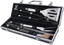 Стоманен комплект за барбекю в куфарче, 9 части