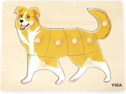 Дървена Монтесори пъзел-вкладачка куче VIGA