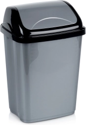 Plastic waste bin 10 l, gray with swing lid