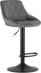 Rotating bar stool with adjustable height and footrest, gray velvet