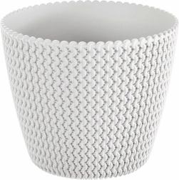 White plastic flower pot SPLOFY 29.5 cm