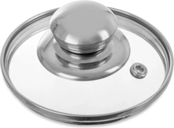 Стъклен капак 10 см с неръждаем ръб и дръжка