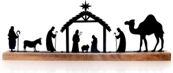 Дървен и метален коледен яслeн от мангово дърво 51 × 5 × 18 см