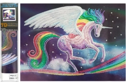 Диамантено рисуване 7D – дъгов еднорог 30 × 40 см
