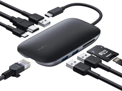 Aukey USB‑C хъб 8в1 с HDMI 4K, Gigabit Ethernet и Power Delivery 100 W