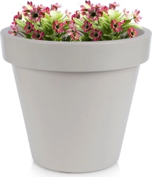 Plastic outdoor flower pot beige round 39 × 35 cm