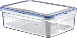 Plastic food storage box with lid and gasket with draining rack 2.6 l