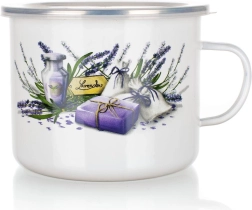 Емайлиран каничка Lavender 1,4 л с пластмасов капак, диаметър 14 см