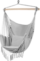 Висящ бразилски стол с възглавници Gardlov – Сив