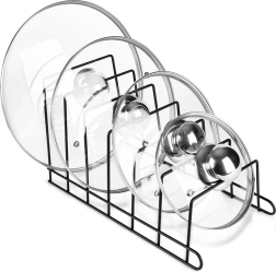 Метален органайзер за капаци и чинии, черен