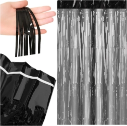 Decorative tinsel hanging backdrop RUHHY black 100 × 200 cm