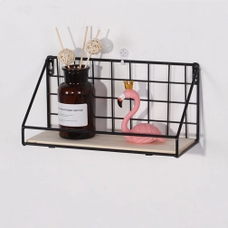 Wall Shelf with Rod, LOFT Style 29.5 cm - Black
