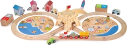 Дървена влакова писта BIGJIGS RAIL Почистване на крайбрежието, 70 части