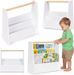Монтесори детска библиотека – 3-етажна стойка за книги, бяла ECOTOYS