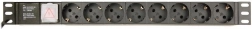 Ракова захранваща шина PDU, 8x контакта Schuko, 1U, 10 A, вход C14, кабел 3 m