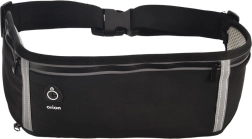 Reflective running waist pack with adjustable belt and bottle pocket