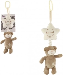 Плюшено мече със звездичка – висяща музикална играчка за кошара и количка, 36 см