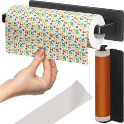 Държач за кухненски ролки RUHHY, 25 см, метална черна закачалка без пробиване