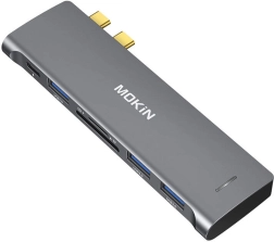 USB-C HUB 6 в 2 за MacBook MOKIN (сребърен)