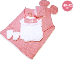 Llorens дрешки за кукла New Born 40–42 см, комплект от 3 части с подложка с ушички
