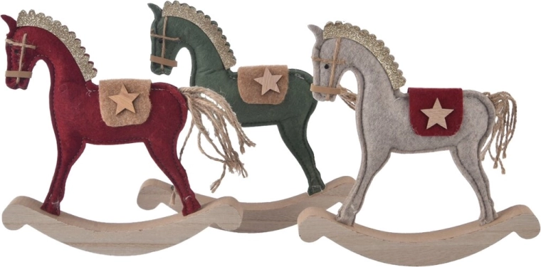 Christmas Decoration Wooden and Felt Horse 20 × 2 × 22 cm (3 variants)