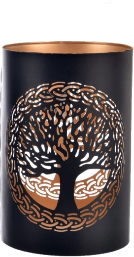 TREE metal candle holder, black and gold, 22 cm