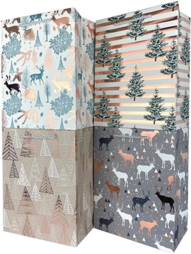 Хартиена подаръчна торбичка TORO коледна 40 × 30 × 12 см, микс мотиви