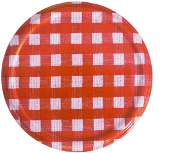 Screw-on lid for canning jars 82 mm – red checkered pattern, 6t