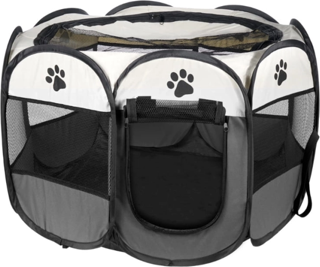 Foldable fence for dogs and cats - gray