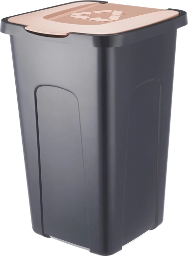 Recycling bin 50 L black/brown pastel