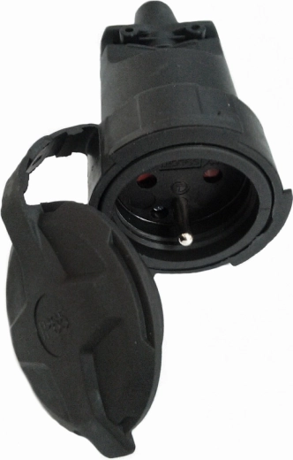 Solight straight rubber socket for damp and dusty environments, IP65, black