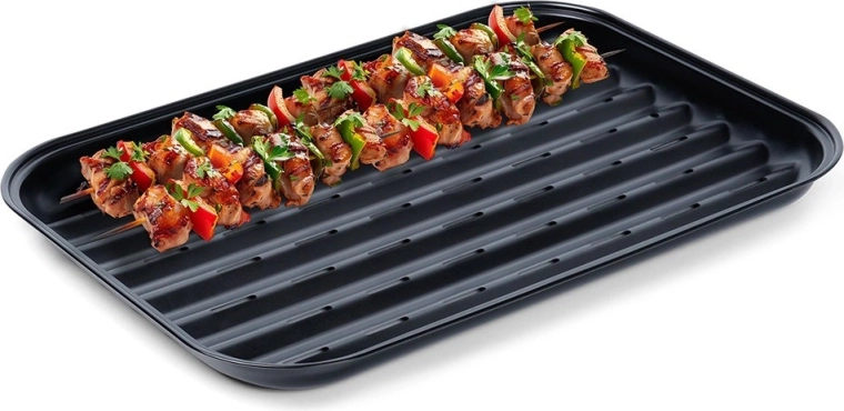 Steel perforated grill pan 34.5 × 24 cm