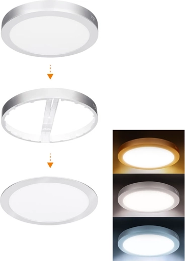 Solight LED mini panel for the bathroom 2in1 round 24 W IP54 3CCT silver