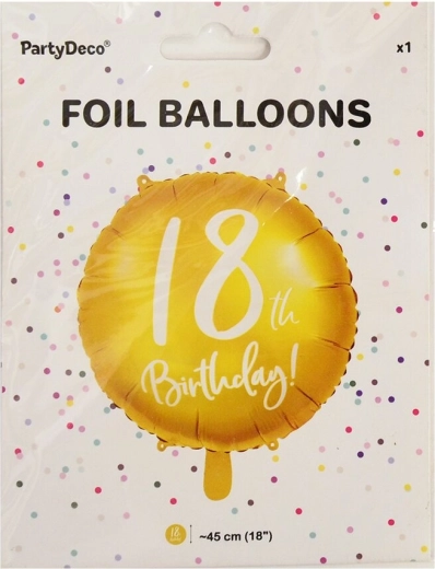 Gold foil balloon number 18, 45 cm