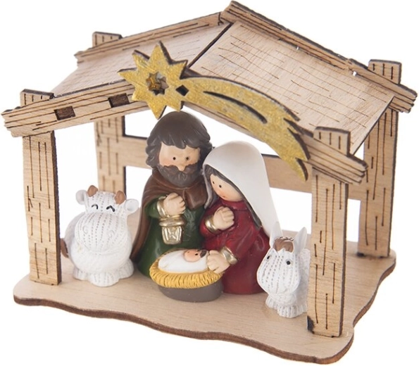 Christmas nativity decoration made of wood and polyresin