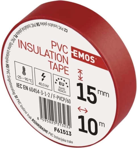 Изолационна PVC лента 15 mm × 10 m червена
