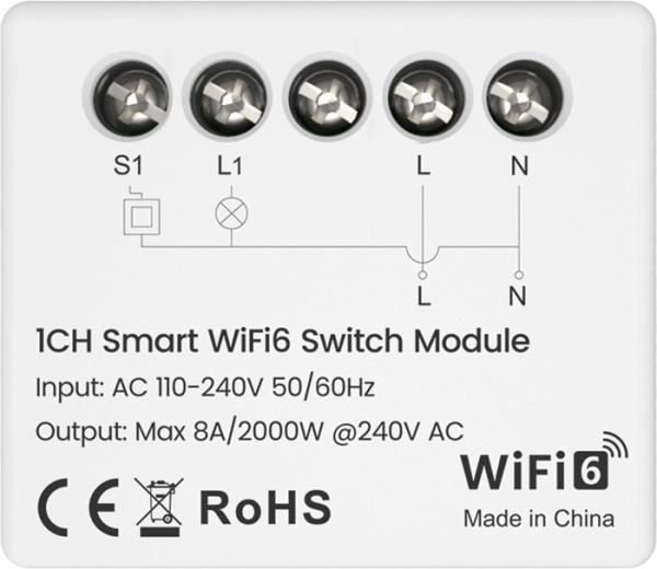 Avatto Smart Wi‑Fi 6 Switch Module with Power Consumption Monitoring