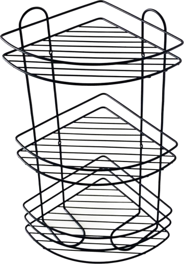 Toro corner three-tier bathroom shelf 58 × 31 cm, black