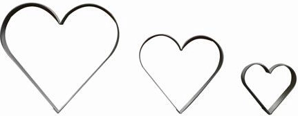 Set of stainless steel heart cookie cutters – large, smooth, 3 pieces