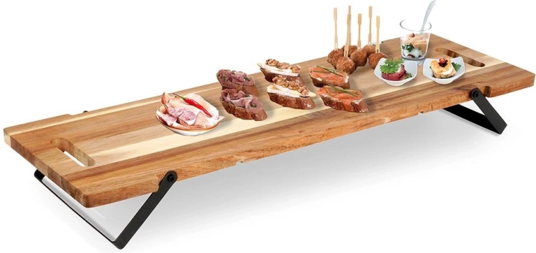 Wooden serving tray with folding legs 67.5 × 19.5 × 7.5 cm