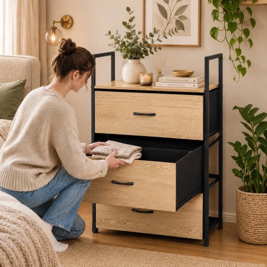 3 spacious fabric drawers