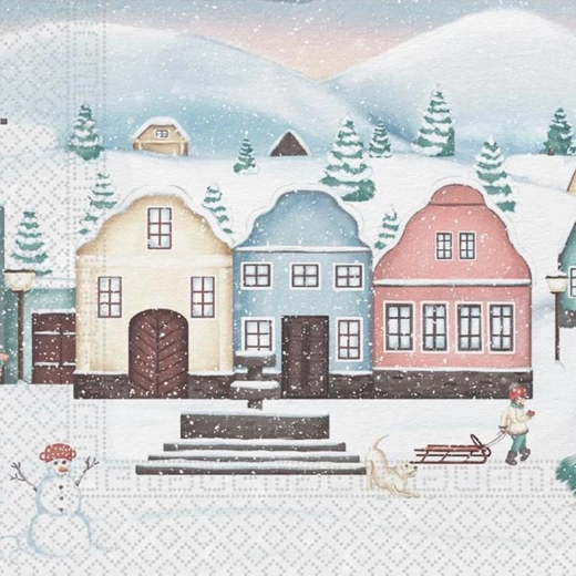 Коледни салфетки Селце, 3-пластови, 33 × 33 см
