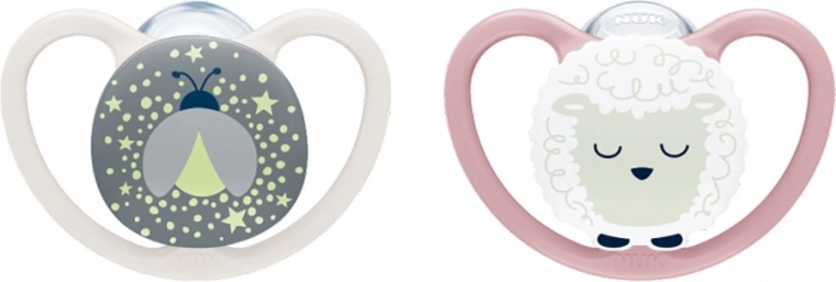 Детски биберон NUK Perfect Match Air Night Firefly/Sheep 0–6 месеца, 2 бр.