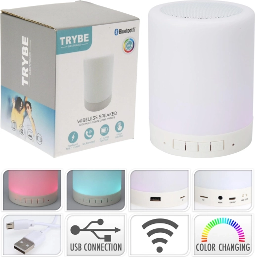 Wireless Bluetooth speaker with light, white