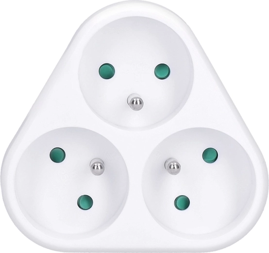 Триъгълен разклонител за контакт Solight, 3 × 10 A, бял