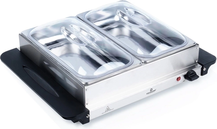 Electric stainless steel buffet warmer with 2 inserts 200 W