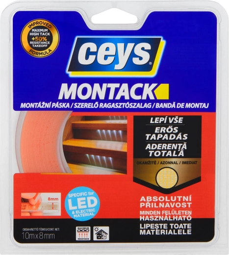 Двустранна монтажна лента 8 мм × 10 м MONTACK CEYS